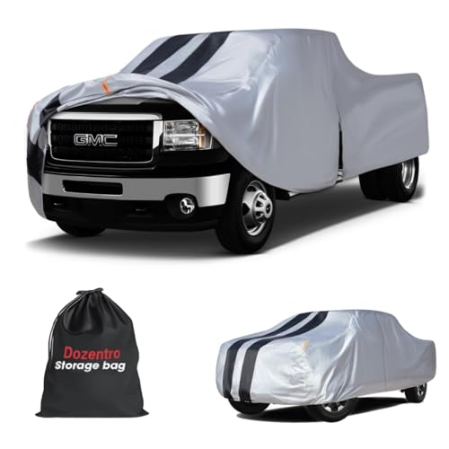 Image of GMC Sierra Truck Cover Custom Fit 2002-2018 Regular Cab Long Bed(8.15') with Door Zipper, 10 Layers Outdoor Heavy Pickup Truck Cover Waterproof All Weather, Wind Dust Sun Protector.