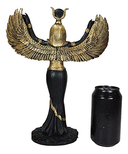 Ebros Gift Egyptian Goddess Isis Ra With Open Wings Statue 12" Tall Deity Of Motherhood Magic Wisdom And Nature Home Decorative Sculpture Gods Of Egypt Accent (Black And Gold) #TOP5