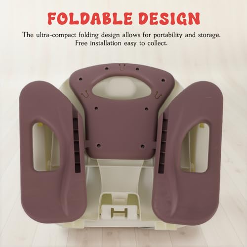 Image of Baybee Portable Baby Booster Chair for Feeding | Folding Dining Chair for Baby with 2 Level Height Adjustable, Food Tray, Safety Belt | Infant Sitting Chairs for Kids 6 Months to 3 Years (Brown)