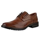  SCARPE VITA Herren Klassische Schnürer Blockabsatz Profilsohle Business Schuhe Lederoptik Schnürschuhe Elegante 198298 Hellbraun 40
