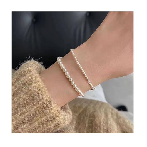 ZAHSY Stackable Stretch Pearl Bracelets for Women Elastic Layered Bracelets for Women Bridal Bridesmaid Bracelet for Wedding Pearl Bracelet Set4