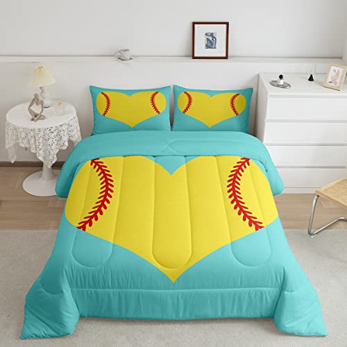 Image of Feelyou Softball Bedding Set King Size for Kids Boys Girls 3Pcs