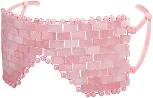 gemshan Jade Eye Mask, Rose Quartz Facial Mask Gemstone Cooling Reduce Eye Puffy Mask Anti Aging Therapy Hot or Cold Using