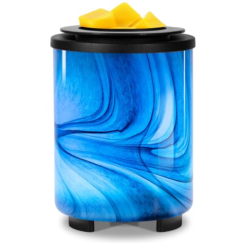 Wax Melt Warmer for Scented Wax, Electric Art-Glass Wax Melt Warmer with Removable Silicone Dish and Stable PTC Heating Element, 7 Colors Changing LED