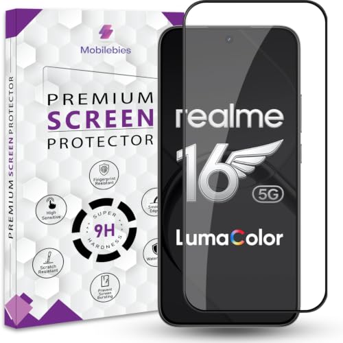 Image of Premium Tempered Glass Screen Protector Guard For Realme 16 5G (6.57 Inch, Pack of 1) | Edge to Edge Coverage With Easy to installation kit