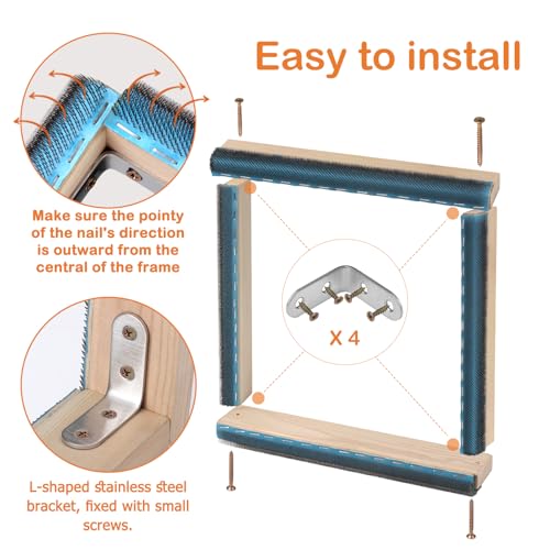 Image of Rug Hooking Frame, Punch Needle Frame, Gripper Strip Frame,Cross Stitch Hoop, with Frame Flannel Cover (9.8*9.8 inch)