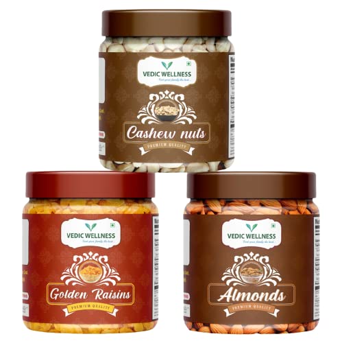 Vedic Wellness California Almonds Badam Whole Cashew Kaju Dried Raisins Kishmish Dry Fruits (Combo Pack of 3, Each of 250 G) (B0BTXBXS86) Amazon Price History, Amazon Price Tracker
