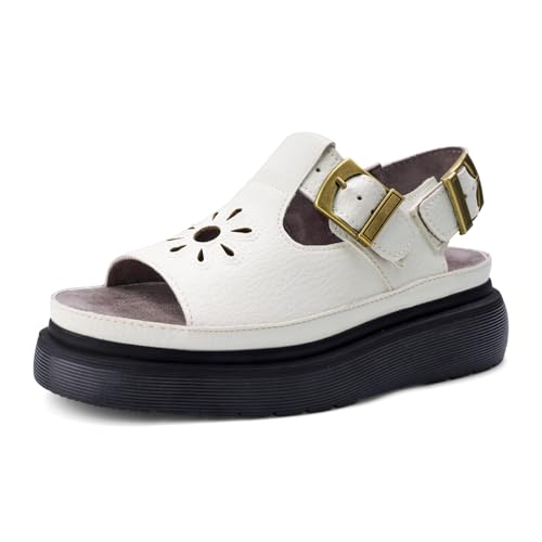 Image of Platform Sandals for Women Chunky Ankle Buckle Casual Open Toe Comfortable Flower Decoration Fisherman Sandals