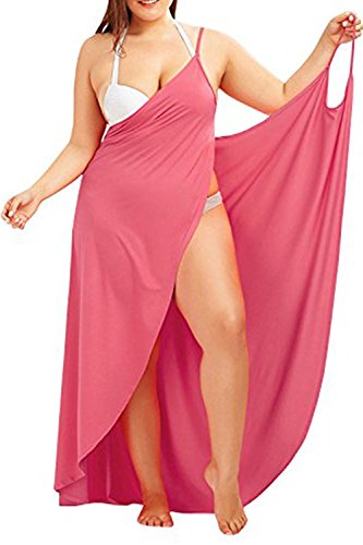 Fadalo Plus Size Spaghetti Strap Cover Up Beach Backless Wrap Long Dress