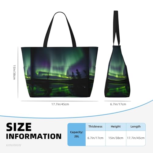 Dark Northern Lights Large Capacity Foldable Tote Bag Women Beach Tote Bag Handbag Gym Bag Travel Shopping Bag4