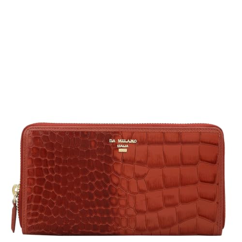 Image of Da Milano Premium Leather Wallet for Women | Multi Compartment Travel Wallet - Brick Brown