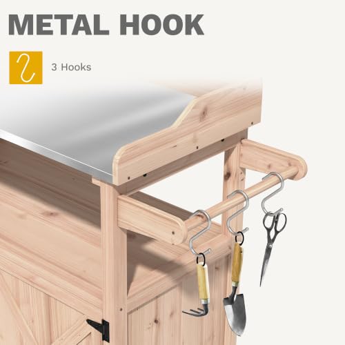DWVO Rolling Potting Bench Lockable Wheels Garden Table, Natural Wood by DWVO - Used condition - Image 5