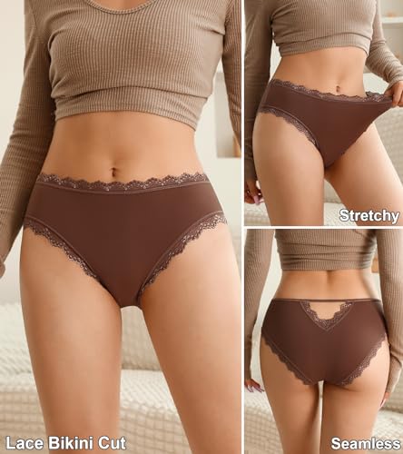 Image of Eiggam Women's Cotton Bikini Panties,High-Cut Full Coverage Stretch Cool Underwear for Women