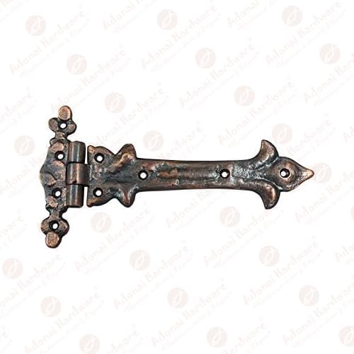 Image of Adonai Hardware Adonijah Antique Cast Iron Strap T Hinge (7.9 inch x 8 Pack, Antique Copper) for Barn Doors, Gates, Kitchen Cabinets, Sheds, Wooden Box, Furniture, Cedar Chest and Trunks