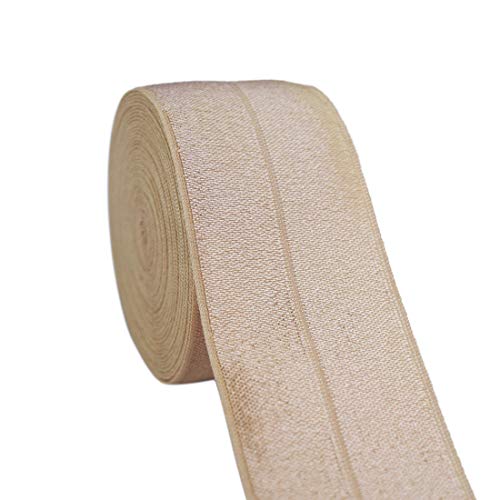 Diy Park 2 Yard 1-1/2" 40Mm Shiny Soild Color Fold Over Elastic Foe Spandex Satin Band Baby Headband Hair Tie Tutu Dress Sewing Trim(Nude) #TOP21