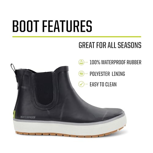 Image of Western Chief Womens Waterproof Element Chelsea Rain Boots | Ladies pull on ankle boot with reflective details, cushioned insole, and traction outsole for wet weather and casual wear.