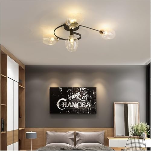 Lámpara de araña LED moderna, lámpara de techo de vidrio LED, luces de techo modernas de 4/6 luces, lámparas de techo LED E27, accesorio de iluminación for comedor, sala de estar, dormitorio y cocina