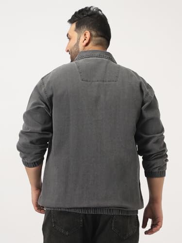 Image of Urbano Plus Men's Relaxed Fit Full Sleeve Harrington Denim Jacket