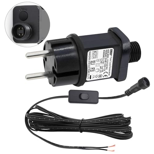 36 V 12 W LED-Transformator CZJUTAI IP44 Stromversorgung für Weihnachtsbeleuchtung mit Stecker – EU-Stecker (EL/FC36V12W) mit 1-Klick-Knopfschalter am Netzkabel