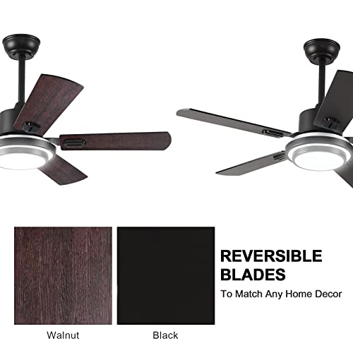 BOOMJOY 42”Modern Small Ceiling Fan with Light and Remote Control Wood Black Ceiling Fans for Ourdoor Indoor Farmhouse Garage Living Room Kids Bedroom Cool LED Bright Light Dual 5 Blades DC Motor - Image 3