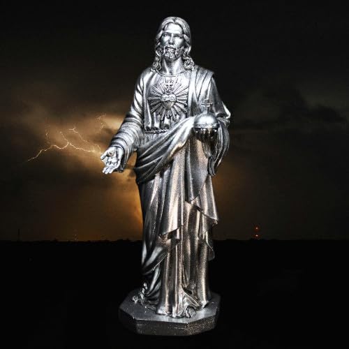 Statue de Jésus argentée cadeau chrétien baptême et communion - 2