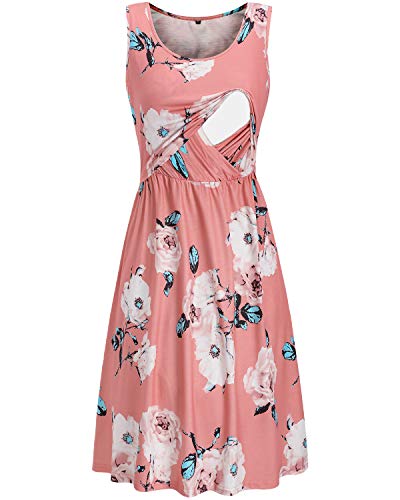 Ouges Womens Sleeveless Summer Floral Maternity Dress For Photoshoot Nursing Gown Breastfeeding Clothes Pregnancy Dresses(Floral07,L) #TOP1