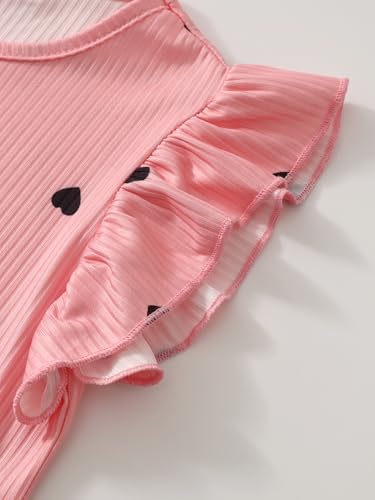 Image of Girls 4 Packs Tees Ruffle Short Sleeve T-Shirt Ribbed Knit Casual Summer Tunic Tops 4-12 Years