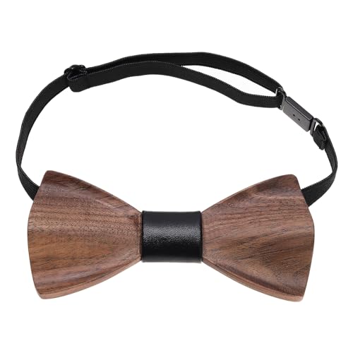 eMagTech Bow Tie for Men Unique Handcrafted Walnut Wood Bowtie Adjustable Elastic Strap Exceptional Gift for Birthday Party, Valentine Or Groom's Wedding