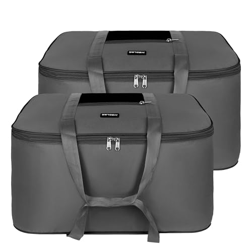 Image of M MEDLER STG-2K-GB Nylon 85 Liters Large Underbed Storage Bag Moisture Proof Cloth Organiser with Zippered Closure and Handle Grey 58x48x30cm Rectangular Pack of 2