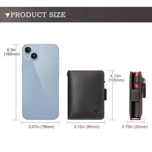 Men's Wallet, Genuine Leather Bifold Wallet, Men's Credit Card Holder Wallet, RFID Blocking Genuine Leather Wallet with Stylish Gift Box - Best Gift for Men (black)4