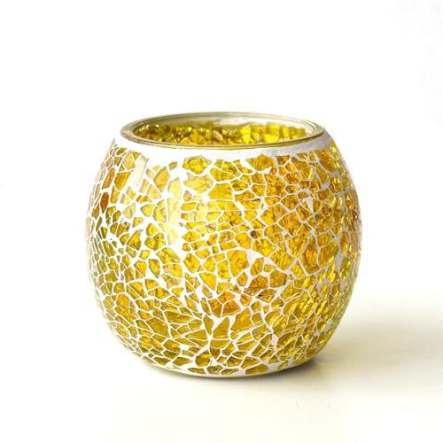 Mosaic Yellow Tealight Holder