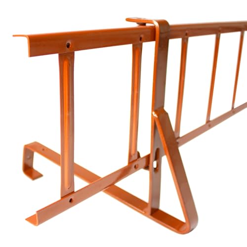 Decket Schneegitter 2,4 m x 200 mm Typ S, Schneeschutz für Dach, Komplettes Set mit 2x1,2 m Schneefanggitter, 4x Schneefanggitterstützen & 4x Verbindern, Schneefangsystem aus Stahl, Ziegelrot