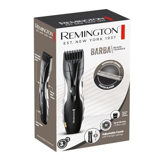 Remington Recortadora de Barba Ceramic Beard, Barbero con Cable e Inalámbrico, Cuchillas Cerámica, 9 Ajustes de Longitud, Rueda Zoom Ajuste de Longitud, 40 min Autonomía, Indicador Carga, MB320C