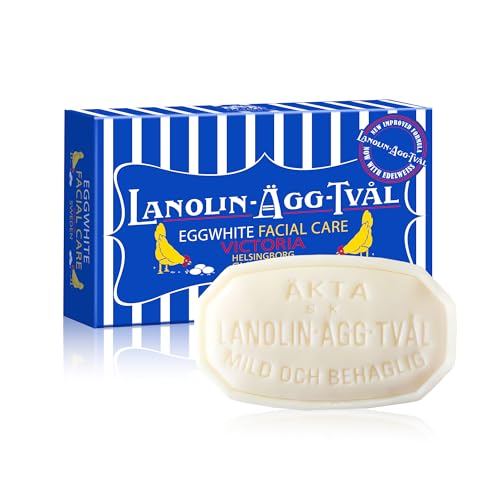Image of VICTORIA Swedish Egg White Facial Soap, 3-in-1 Gentle Daily Cleanser with Lanolin & Rose Water, for Oily & Combination Skin, 50g