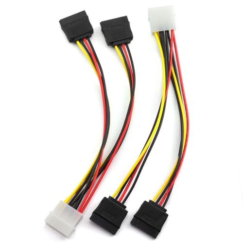 Image of LipiWorld 4 Pin Molex to 15 Pin Female Dual SATA Power Copper Serial ATA Adapter Y-Cable Hard Drive Extension Cable 4Pin to Dual Sata Female (Pack Of 3)
