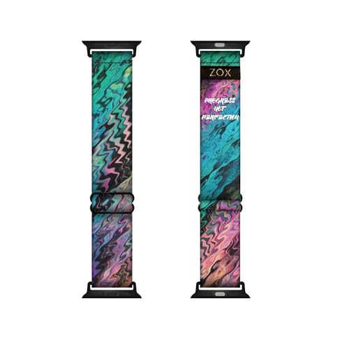 ZOX Apple Watch Band Progress Not Perfection | Soft Adjustable Elastic Band with Motivational Affirmations and Beautiful Artwork Gifts for Men Women & Teens (44/45/46 MM & Ultra 1+2)