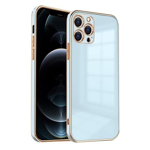ＺＮＸ＼ＺＥＮＩＸ iPhone12 Pro ケース TPU おしゃれ バンパー型 ケース ストラップホール かわいい くすみカラー ゴールド 大人 ZX-milky2 (iPhone12 Pro (6.1), スカイブルー)