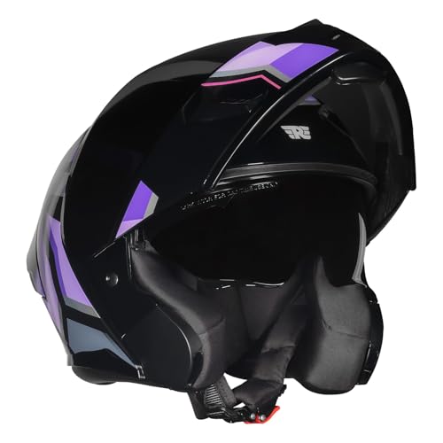 Image of Royal Enfield Stealth MOD TECHBOX Modular Helmet | Certification: ISI & DOT | Shell Construction: High Impact Grade ABS & Fiberglass Composite | Weight: 1200 + /-50 | Purple M