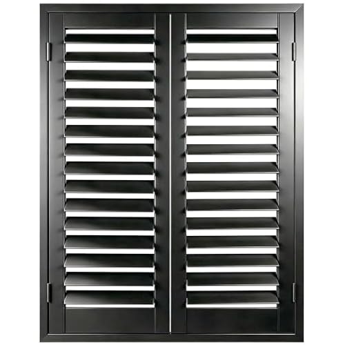 Wood Plantation Shutters for Interior Windows Hiden Tilt Rod Balck