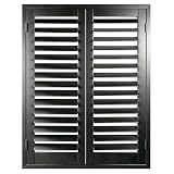 KIFFUN Wood Plantation Shutters for Interior Windows Hiden Tilt Rod Balck