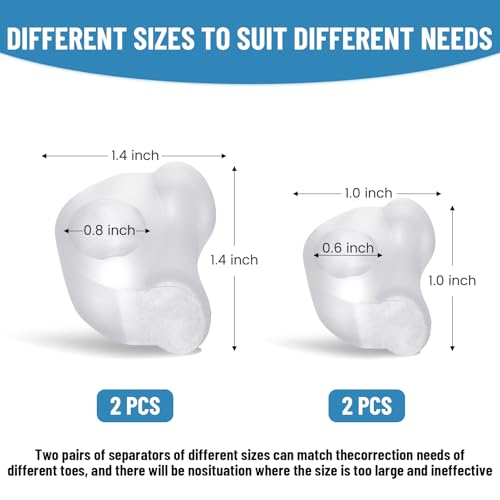 ENNSOO Separadores de dedo do pé, espaçadores de dedo de silicone Hammertoe, bico de laço único para