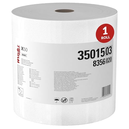 Image of WypAll GeneralClean X50 Cloths Cleaning Wipes (35015), Jumbo, Strong Towels for Extended Use, White (1 Roll of 1,100 Sheets, 1,100 Sheet Total)