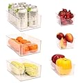 MVOVM Refrigerator Organizer Bins 6 Pack Stackable Fridge Organizers with Handles Clear Freezer Storage Containers for Pantry, Cabinets,Shelves, Drawer – BPA-Free Plastic Kitchen Organizers