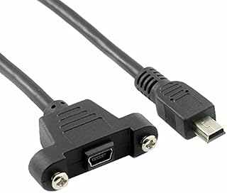 USB 2.0 Mini B Extension Cable Male,Panel Mount Type USB 2.0 USB Mini B Male to USB Mini B Female Cable with Screws 50cm