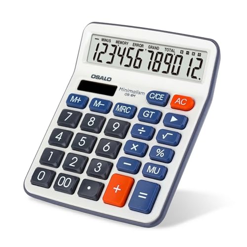 OSALO Taschenrechner Tischrechner büro 12-stelliger große Tasten LCD Anzeige