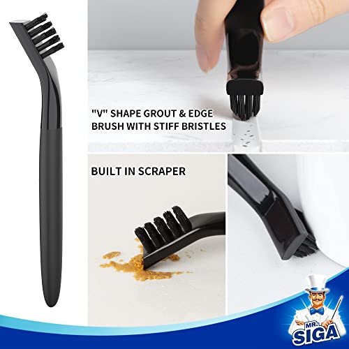 Mr.siga Grout Cleaner Brush Set, Detail Cleaning Brush Set For Tile, Sink, Drain, Grout Brush Set For Edge, Crevice Cleaning #TOP3