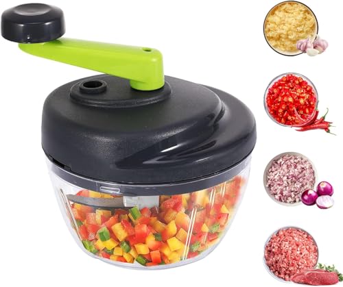 Jasfyee Manual Food Chopper, Gray ABS Manual Blender, Suitable For Onions, Garlic, Peppers, Carrots, Fruits
