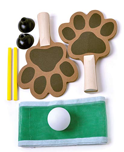 Mini Ping Pong Paddle Table Tennis Set Includes Paw Shaped Pingpong Paddles - Ball Net and Accessories for Portable Play