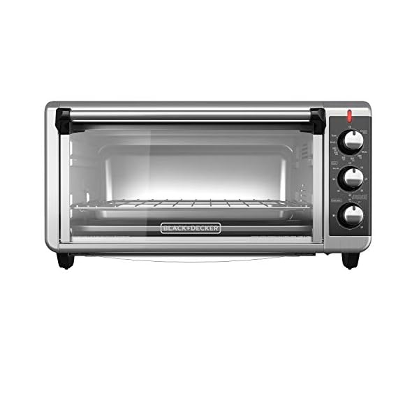 BLACK+DECKER 8-Slice Extra Wide Convection Toaster Oven, TO3250XSB, Fits 9″x13″ Oven Pans and 12″ Pizza, Stainless Steel/Black