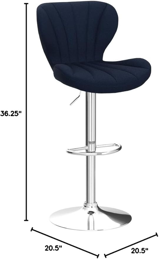 Butaco giratorio ajustable tapizado en terciopelo azul miniatura 2